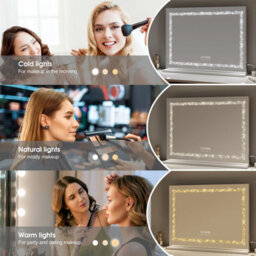 Fascinate Hollywood Vanity Mirror Crushed Diamond 18 Dimmable Led Xtra Large 80X60Cm Modern Stylish Bluetooth - thumbnail 3