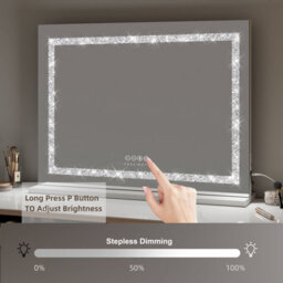 Fascinate Hollywood Vanity Mirror Crushed Diamond 18 Dimmable Led Xtra Large 80X60Cm Modern Stylish Bluetooth - thumbnail 4