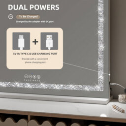 Fascinate Hollywood Vanity Mirror Crushed Diamond 18 Dimmable Led Xtra Large 80X60Cm Modern Stylish Bluetooth - thumbnail 7