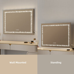 Fascinate Hollywood Vanity Mirror Crushed Diamond 18 Dimmable Led Xtra Large 80X60Cm Modern Stylish Bluetooth - thumbnail 2