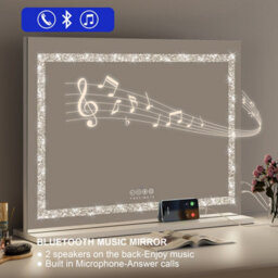 Fascinate Hollywood Vanity Mirror Crushed Diamond 18 Dimmable Led Xtra Large 80X60Cm Modern Stylish Bluetooth - thumbnail 6