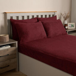 OHS Teddy Fleece Pillowcase Cover Bedding Set 4 X Thermal, 50 X 75Cm -  Burgundy