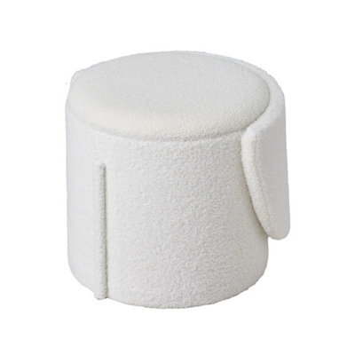 White Storage Stool Round Vanity Chair With Backrest For Bedroom Makeup - image 1
