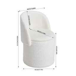White Storage Stool Round Vanity Chair With Backrest For Bedroom Makeup - thumbnail 2