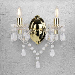 First Choice Lighting Marie Therese 2 Lights Gold & Clear Wall Bracket Chandelier Light - thumbnail 3