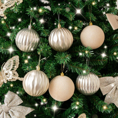 Melody Maison Set Of 6 Assorted Gold & Champagne Round Christmas Baubles - image 1