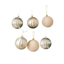 Melody Maison Set Of 6 Assorted Gold & Champagne Round Christmas Baubles - thumbnail 6