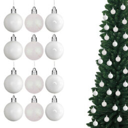 Shatchi Christmas 3Cm Bauble White -Tree Hanging Decoration Festive Cheers 12Pcs - thumbnail 1