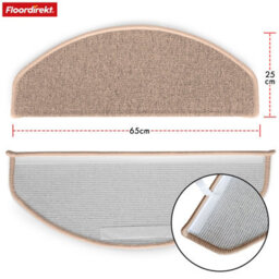Floordirekt London Pro Self Adhesive Hard Wearing Carpet Stair Tread Mat For Indoor Stairs Semicircular Beige 25 X 65 Cm - thumbnail 3