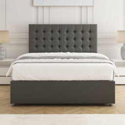 Bsspoke Isla Divan Bed Set In Grey Plush Velvet 24Inch Headboard 2 Drawers Same Side & No Mattress In 3Ft 4Ft 4Ft6 5Ft 6Ft - thumbnail 3