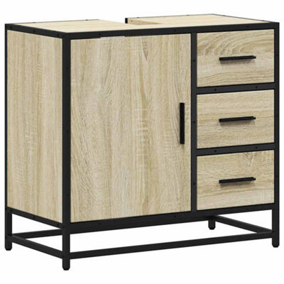Berkfield Industrial Bathroom Sink Cabinet Sonoma Oak 65X33X60 Cm Engineered Wood