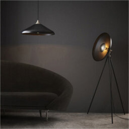 Loops 1460mm Floor Lamp - Matt Black & Matt Nickel Plate - Standing Led Light Base & Shade - thumbnail 4