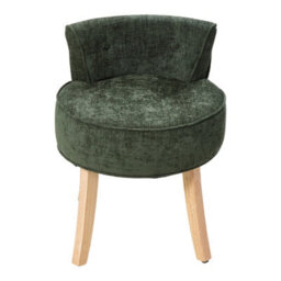 Living And Home Green Chenille Vanity Stool With Rubberwood Legs, 47.5Cm W X 47.8Cm D X 60.7Cm H - thumbnail 3
