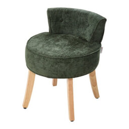 Living And Home Green Chenille Vanity Stool With Rubberwood Legs, 47.5Cm W X 47.8Cm D X 60.7Cm H - thumbnail 1