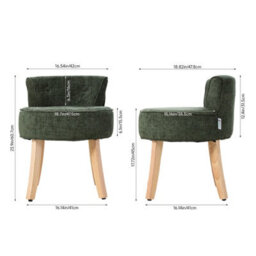 Living And Home Green Chenille Vanity Stool With Rubberwood Legs, 47.5Cm W X 47.8Cm D X 60.7Cm H - thumbnail 5