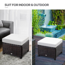 Wyld Haus Molo Brown Rattan Square Outdoor Footstool With Padded Removable Cushion, 50 X 50 X 35 Cm - thumbnail 8