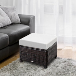 Wyld Haus Molo Brown Rattan Square Outdoor Footstool With Padded Removable Cushion, 50 X 50 X 35 Cm - thumbnail 3