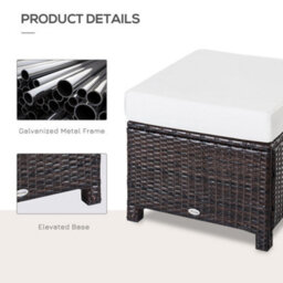Wyld Haus Molo Brown Rattan Square Outdoor Footstool With Padded Removable Cushion, 50 X 50 X 35 Cm - thumbnail 5