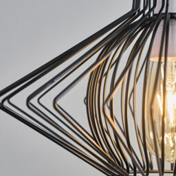 Valuelights Sinat Disperse Geometric Design Black Wire Basket Cage Ceiling Pendant Light Shade And Led Bulb - thumbnail 3