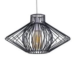 Valuelights Sinat Disperse Geometric Design Black Wire Basket Cage Ceiling Pendant Light Shade And Led Bulb - thumbnail 2
