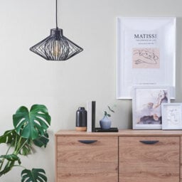 Valuelights Sinat Disperse Geometric Design Black Wire Basket Cage Ceiling Pendant Light Shade And Led Bulb - thumbnail 4