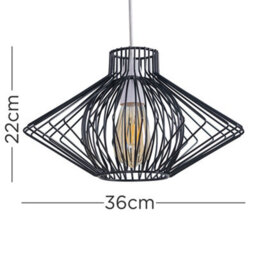 Valuelights Sinat Disperse Geometric Design Black Wire Basket Cage Ceiling Pendant Light Shade And Led Bulb - thumbnail 6