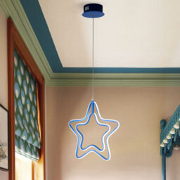Lighting Collection Led Blue Star Outline Pendant Light With Double Contour Silhouette Design - thumbnail 1