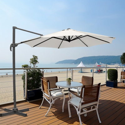 Sundaze 3M Cream Garden Cantilever Roma Parasol Umbrella With 360 Degree Rotation Outdoor Patio - image 1