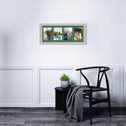 AK Frames 50X20Cm Light Grey Classic Multi Photo Frame With Emerald Mount - Holds 4 Apertures (4X) 6X4 Photos - thumbnail 3
