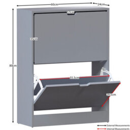 Lassic Vida Designs 2 Drawer Grey Shoe Cabinet - Fsc Certified - thumbnail 3