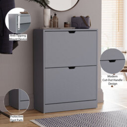Lassic Vida Designs 2 Drawer Grey Shoe Cabinet - Fsc Certified - thumbnail 5