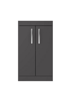 Nuie Hudson Reed Athena Floor Standing Vanity Unit, Durable Soft Close 2-Door, Modern Bathroom Cabinet Storage In Gloss Grey, 500mm - image 1