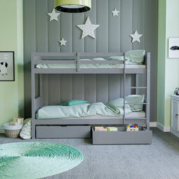 Lassic Junior Vida Gemini Detachable Solid Pine Bunk Bed With Double Underbed Drawers, Grey - thumbnail 2