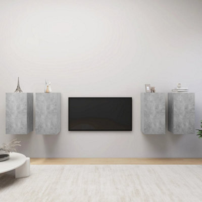 Berkfield Tv Cabinets 4 Pcs Concrete Grey 30.5X30X60 Cm Engineered Wood - image 1