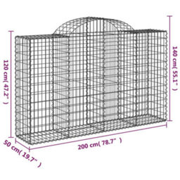Berkfield Durable Arched Gabion Baskets 7 Pcs 200X50X120/140 Cm Galvanised Iron - thumbnail 6