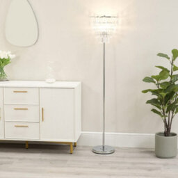 Valuelights Kelsks Chrome And Clear Jewel Droplet Floor Lamp And Bulb - thumbnail 2