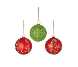 Premier Decorations Limited Set Of 3 Traditional Flora Christmas Tree Decorations 80mm - thumbnail 1