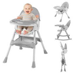 3In1 Grey Baby High Chair Adjustable Height High Chair Baby Dining Chair/rocking - thumbnail 1