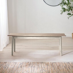 Furniturebox Uk Lynton Whitewashed & Grey Solid Wood Large Dining Bench - thumbnail 3