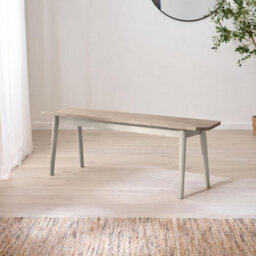 Furniturebox Uk Lynton Whitewashed & Grey Solid Wood Large Dining Bench - thumbnail 2