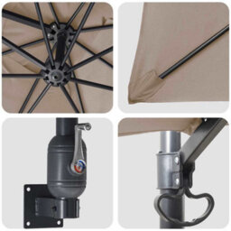 Berkfield Wall-Mounted Garden Parasol Taupe 247 Cm - thumbnail 7