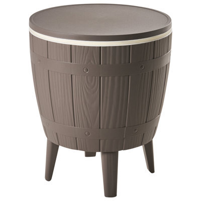 Wyld And Coco Garden Cool Bar Taupe 48Cm Round Table With Built-In Cooler And Height Adjustment - image 1