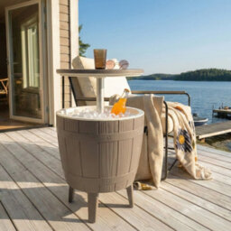 Wyld And Coco Garden Cool Bar Taupe 48Cm Round Table With Built-In Cooler And Height Adjustment - thumbnail 2