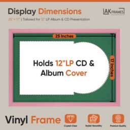 "AK Frames 25X17"" Pink Sleek Vinyl Record Frame With Emerald Mount For 12 Inch Lp Cover & Disc - Overlapped Design" - thumbnail 2