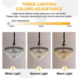 Vrygle 9-Lights Modern Crystal Chandelier Raindrop Luxurious Black Finish Farmhouse Pendant Ceiling, 60Cm - thumbnail 4