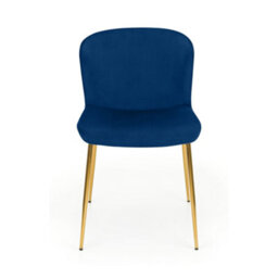 Julian Bowen Pair Of  Harper Blue Velvet Dining Chairs, Upholstered, Set Of 2, Gold Metal Legs, Height: 82 X Width: 49 X Depth: 60Cm - thumbnail 5