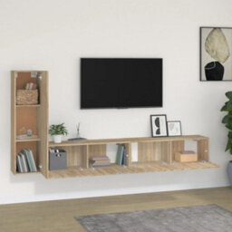 Berkfield Classic 3 Piece Tv Cabinet Set Sonoma Oak Engineered Wood - thumbnail 3
