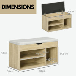 Pirlo Plush Industrial Shoe Storage Bench With Cushion Seat Oak - thumbnail 6