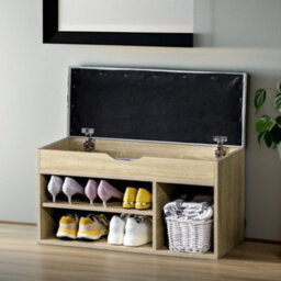 Pirlo Plush Industrial Shoe Storage Bench With Cushion Seat Oak - thumbnail 2