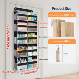 Amorly Black Over Door Hanging Organiser,5 Tier 10 Compartments, 80Lbs Heavy Duty Storage With Clear Window For Closet,pantry&bathroom - thumbnail 2